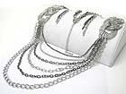 MULTI LAYER METAL CHAIN AND MESH HOOP LINK LONG NECKLACE EARRING SET