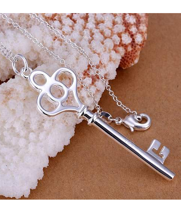 925 STERLING SILVER PLATING KEY PENDANT NECKLACE