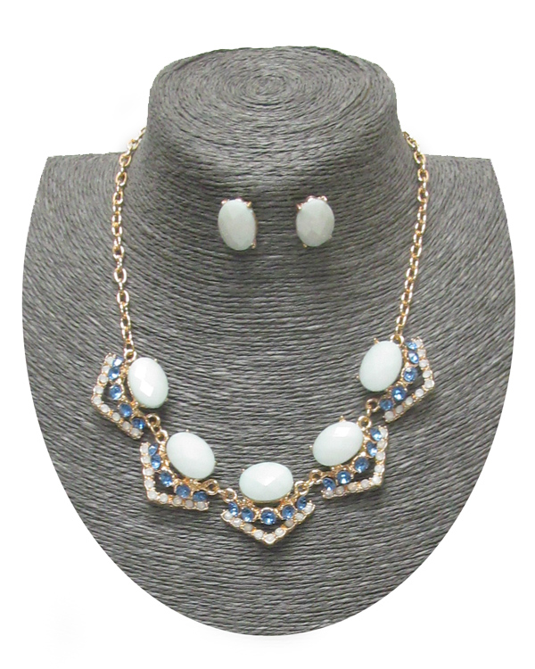 LINKED STONES CHAIN NECKLACE SET 