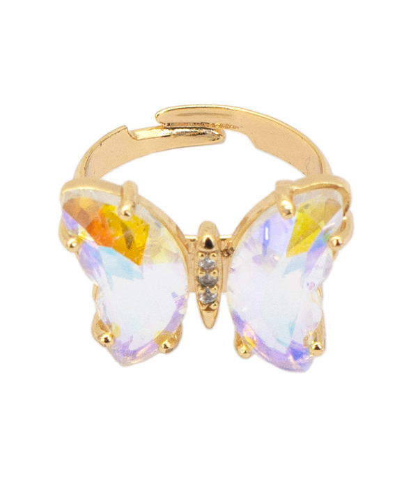 FACET STONE BUTTERFLY ADJUSTABLE RING