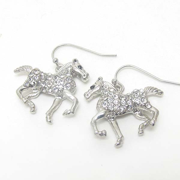 PREMIER ELECTRO PLATING CRYSTAL HORSE EARRING