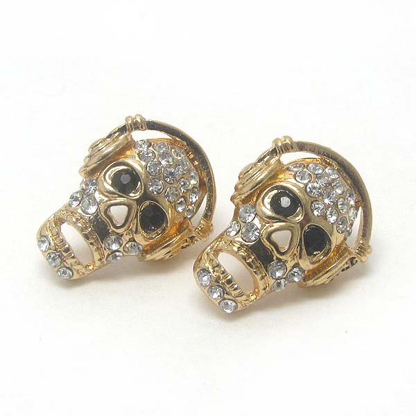 PREMIER ELECTRO PLATING CRYSTAL SKULL AND HEADSET EARRING