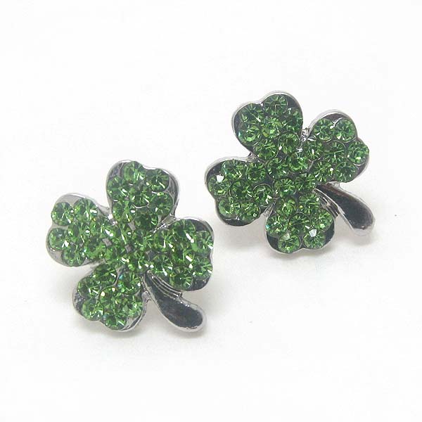 PREMIER ELECTRO PLATING CRYSTAL ST PATRICS DAY THEME CLOVER EARRING