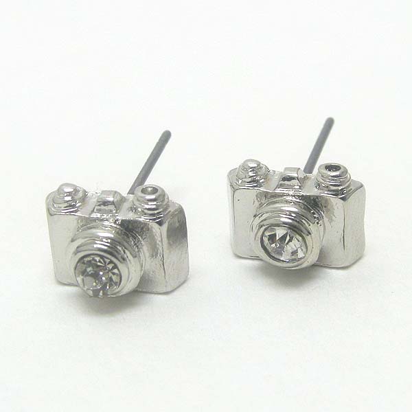 PREMIER ELECTRO PLATING CRYSTAL CENTER CAMERA EARRING