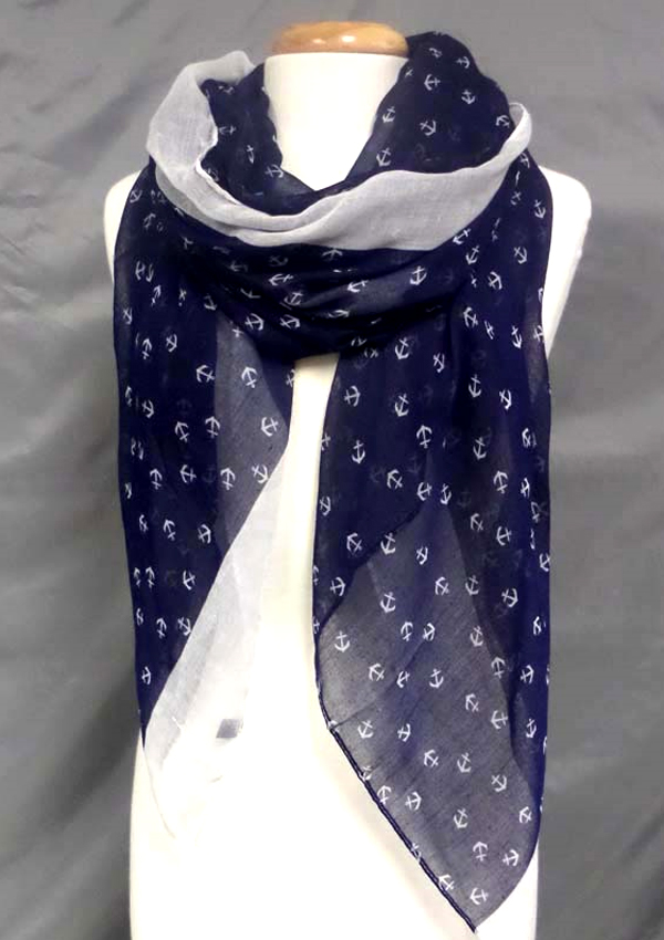 MULTI ANCHOR PRINT POLYESTER SCARF