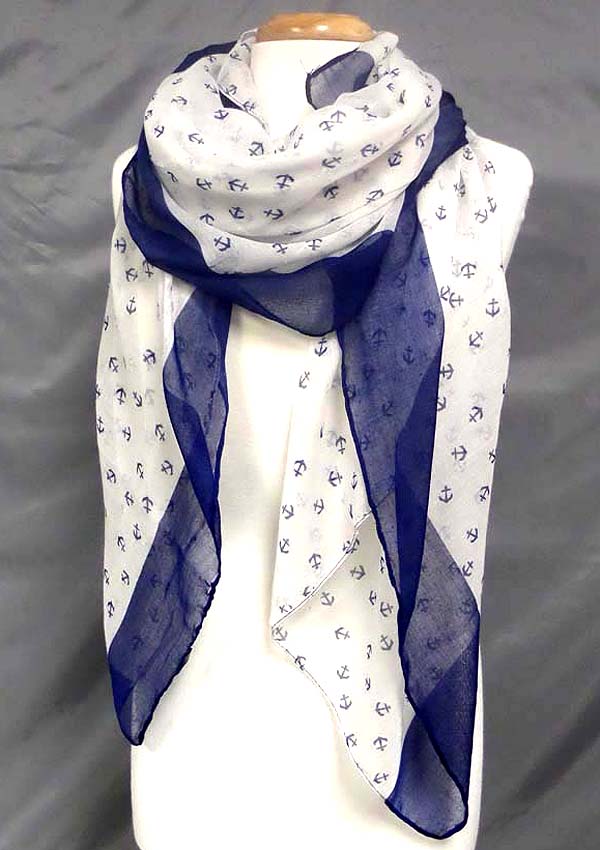 MULTI ANCHOR PRINT POLYESTER SCARF