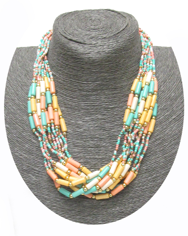SEED BEADS MULTI LAYERED NECKLACE