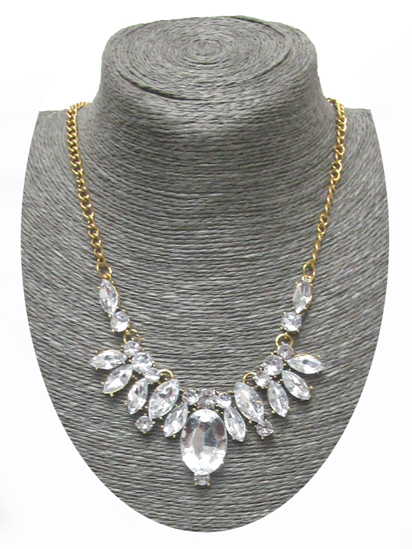 CRYSTAL DROP CHAIN LINK NECKLACE