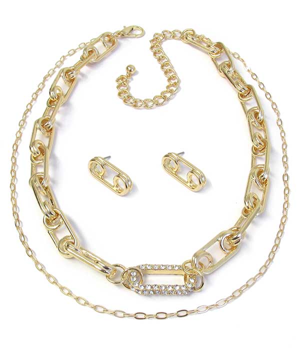 DOUBLE LAYER CHUNKY CHAIN NECKLACE SET