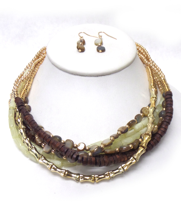 LAYER BEADS WITH STONE NECKLACE SET