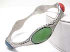 ANYIQUE LOOK FACET STONE BURNISH METAL METAL BANGLE
