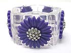 CRYSTAL DECO FLOWER SEMI TRANSPARENT ACRYL STICK LINK STRETCH BRACELET