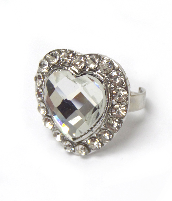 HEART WITH CRYSTAL BORDER RING