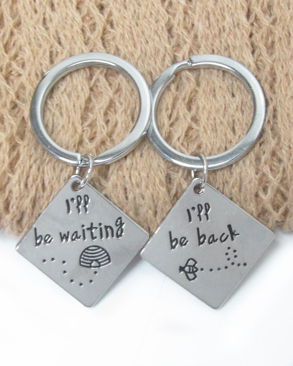 VALENTINE LOVE MESSAGE DOUBLE KEY CHAIN SET - I WILL BE BACK I WILL BE WAITING