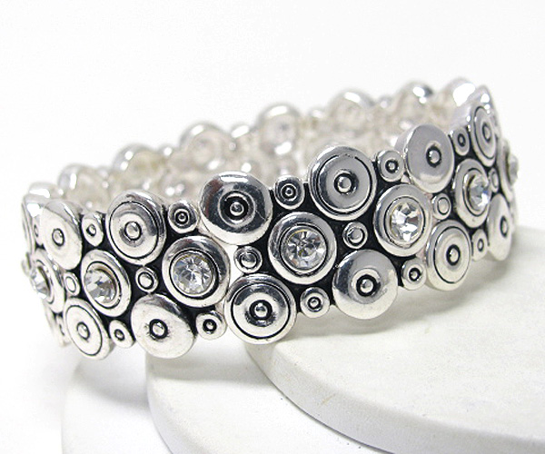 MULTI BUBBLE AND CRYSTAL ACCENT STRETCH BRACELET