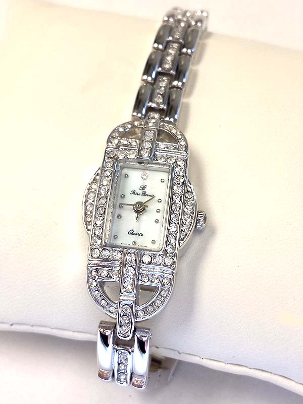 CRYSTAL STUD SMALL FACE LUXURY STYLE METAL BAND WATCH