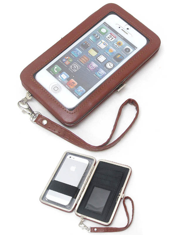 METAL STUD ON BACK AND LEATHERETTE IPHONE WALLET CASE - STRAP INCLUDED