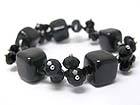 CRYSTAL CUT GLASS AND CERAMIC CUBE STRETCH BRACELET