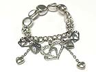 CRYSTAL DECO MULTI HEART CHARM DANGLE STRETCH BRACELET