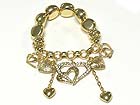CRYSTAL DECO MULTI HEART CHARM DANGLE STRETCH BRACELET