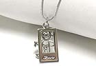 WHITE GOLD PLATING CRYSTAL STUD BOY PENDANT NECKLACE