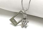 WHITE GOLD PLATING CRYSTAL STUD GIRL PENDANT NECKLACE