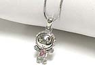 WHITE GOLD PLATING CRYSTAL STUD SWAROVSKI  STYLE PENDANT NECKLACE