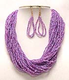 MULTI LAYER SEED BEADS DROP NECKLACE EARRING SET