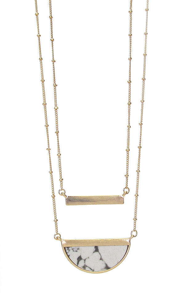 DOUBLE LAYER METAL BAR AND STONE NECKLACE
