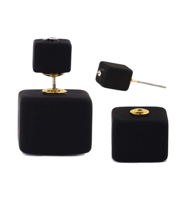 MATT FINISH CUBE DOUBLE SIDED FRONT AND BACK EARRINGS