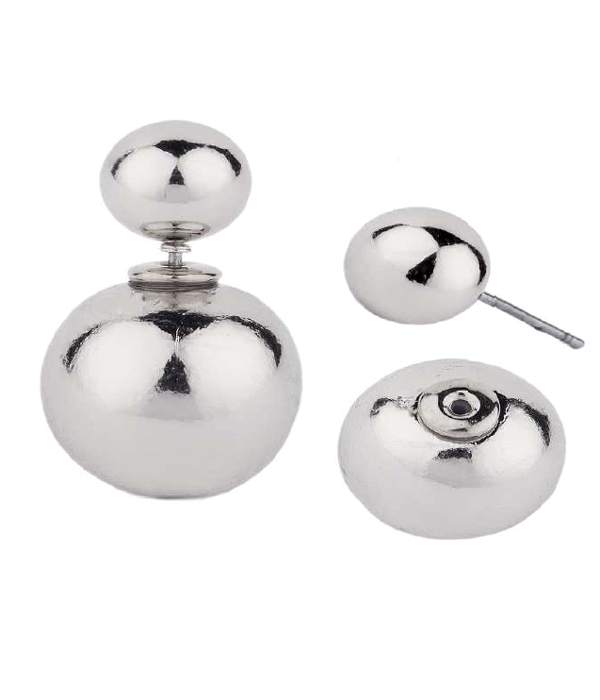 DOUBLE SIDED METAL BALL FRONT AND BACK EARRING