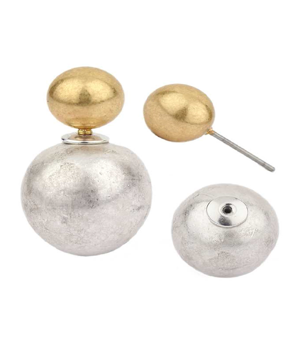 DOUBLE SIDED METAL BALL FRONT AND BACK EARRING
