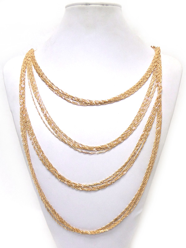 FOUR LAYER LONG CHAIN NECKLACE