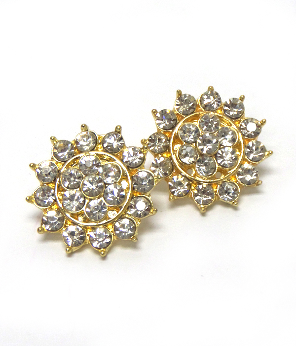 FLOWER WITH MULTI SIZE CRYSTALS EARRINGS