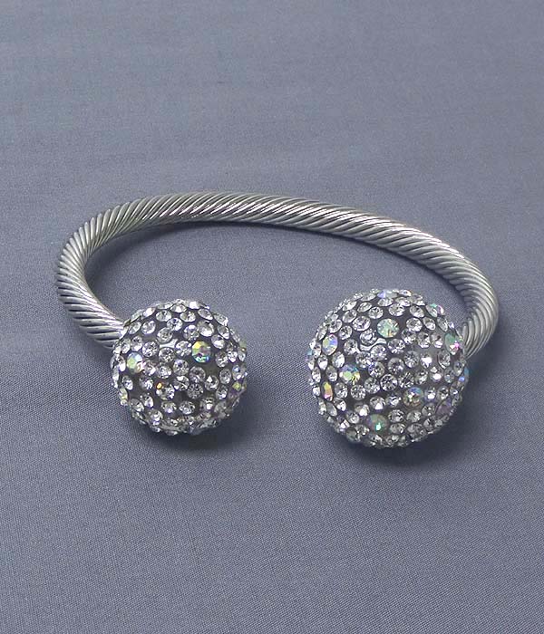 ELECTRO PLATING BIG CRYSTAL BALL END CABLE BRACELET