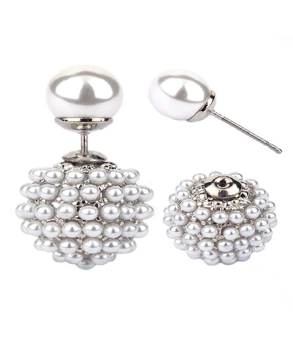 PEARL PAVE DOUBLE SIDED FRONT AND BACK EARRING