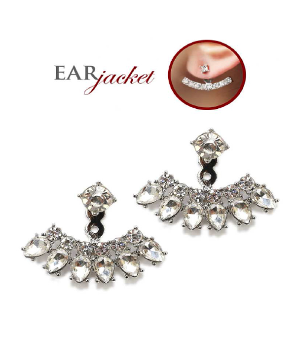 CRYSTAL AND GLASS EAR JACKET EARRING