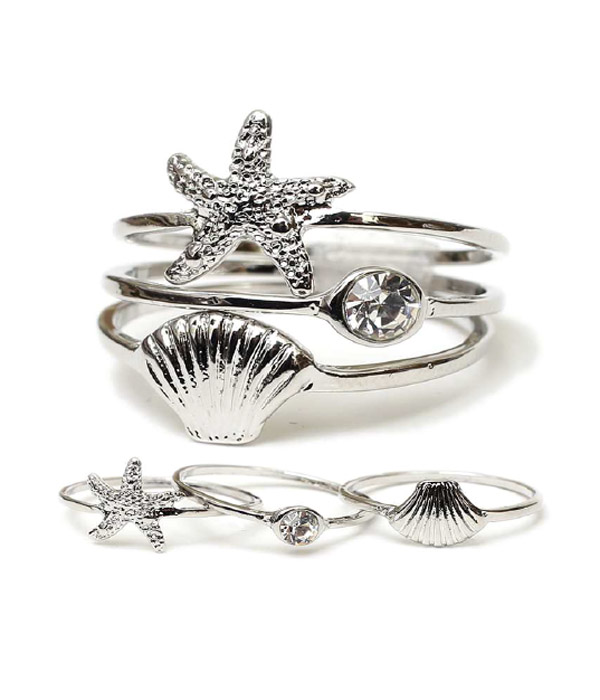 SEALIFE STACKABLE MULTI RING COMBO SET OF 3