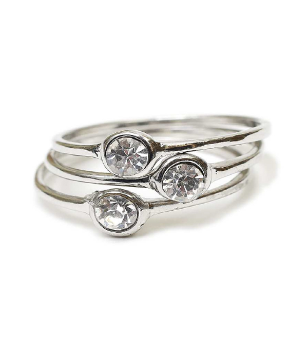 CRYSTAL MULTI STACKABLE RING COMBO SET OF 3