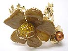CRYSTAL PEARL BALL AND ENAMEL METAL MULTI FLOWER DECO BANGLE