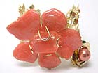CRYSTAL PEARL BALL AND ENAMEL METAL MULTI FLOWER DECO BANGLE