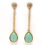 CRYSTAL METAL FIRE BALL DROP LONG CHAIN WITH TEAR DROP GLASS STONE EARRING