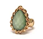 METAL TWIST CHAIN AND ON CENTER TEAR DROP FACET CUT GLASS STRETCH RING