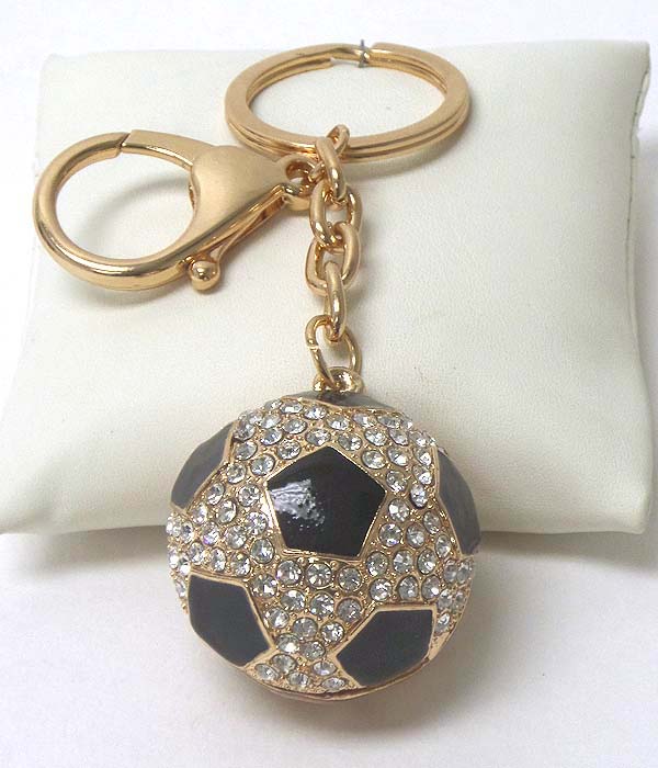 CRYSTAL AND EPOXY SOCCER BALL KEY CHAIN