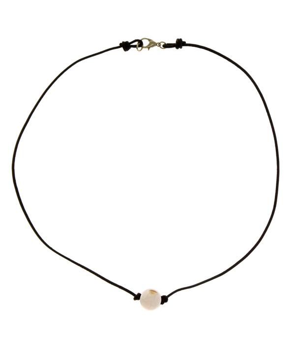 SIMPLE STONE AND LEATHER CORD NECKLACE