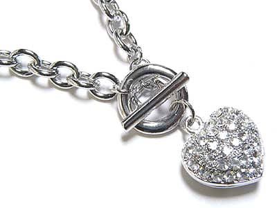 DESIGNER INSPIRED HEART NECKLACE WITH CLEAR CRYSTAL -valentine