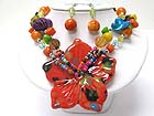 ACRYL FLOWER PENDANT AND MIXED BEADS NECKLACE SET