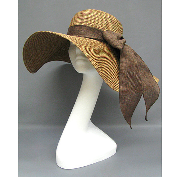 100% PAPER STRAW SUN HAT WITH BOW