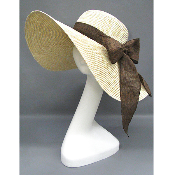 100% PAPER STRAW SUN HAT WITH BOW
