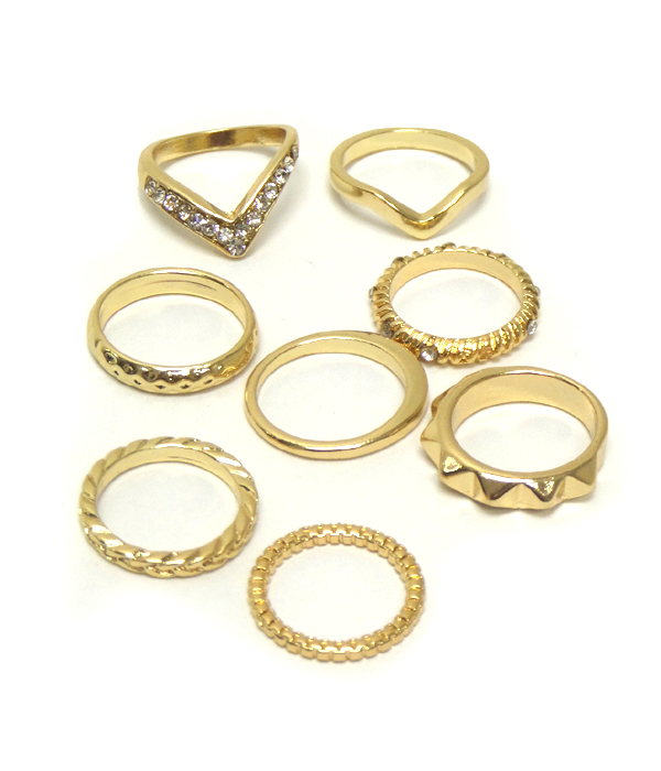 CRYSTAL MULTI STACKABLE RING COMBO SET OF 8